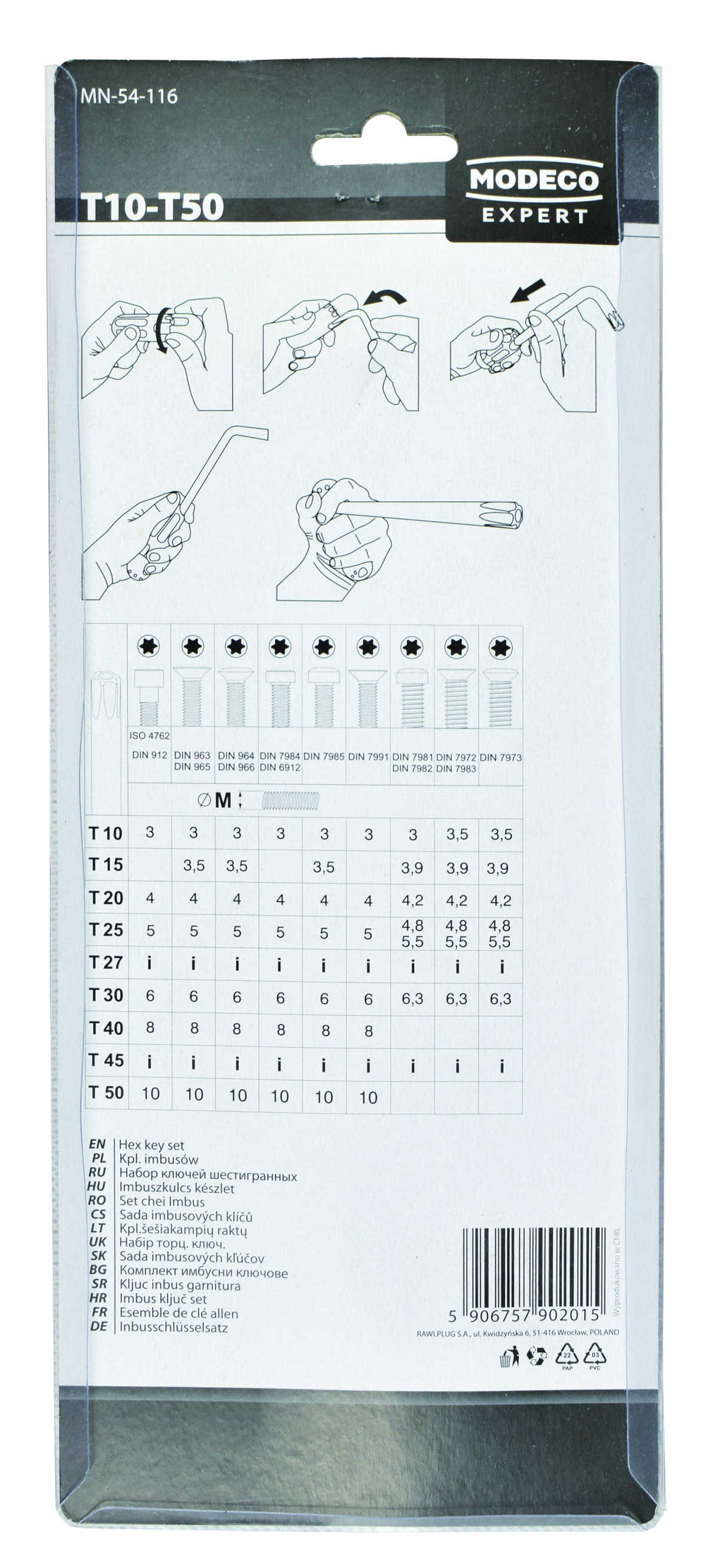 MN-54-116 TORX hex key set 9 pcs